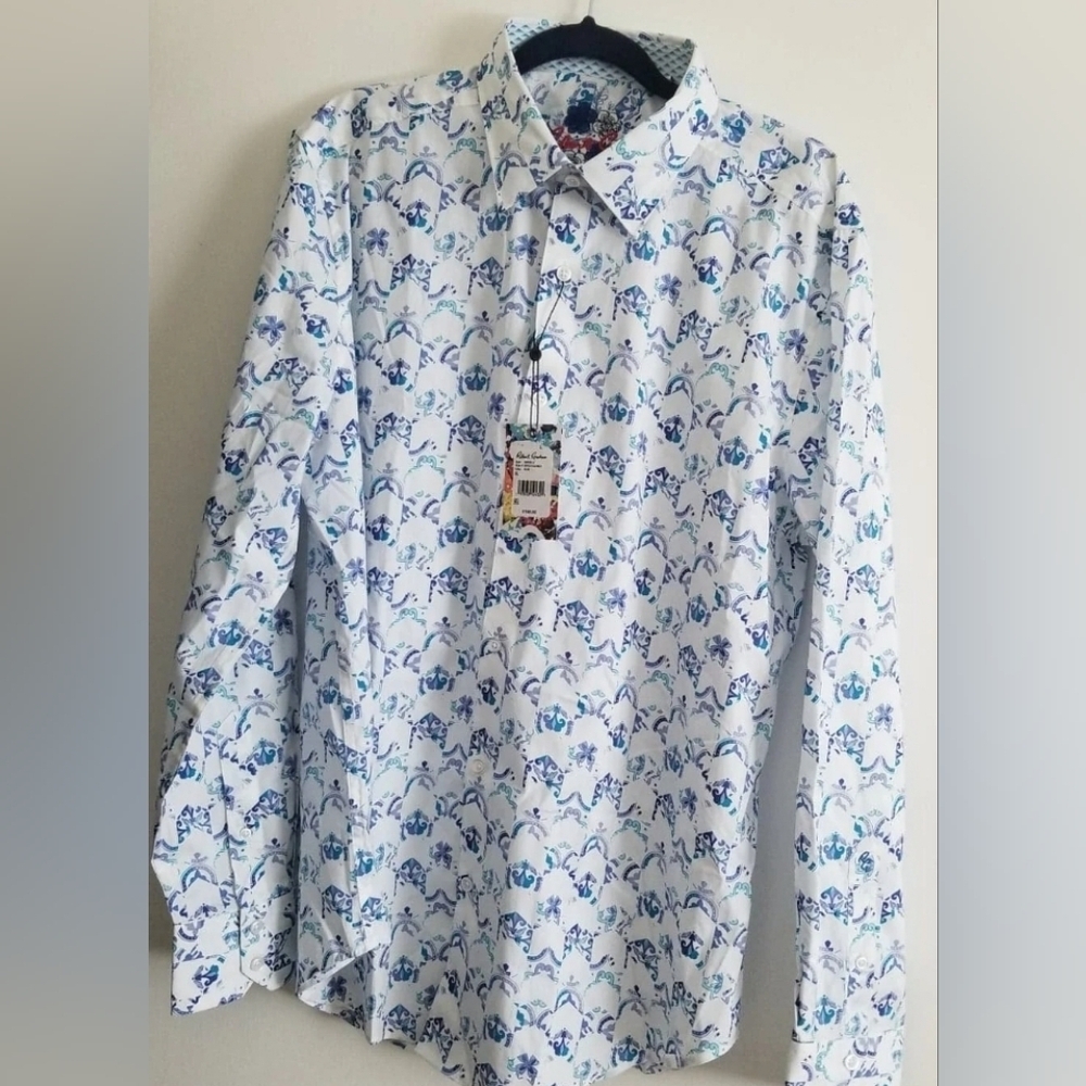 Robert Graham Classic Fit Men's Blue Patterned Shirt Size M